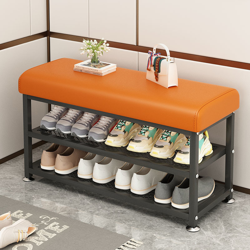 Shoe-changing stool at the door, household entrance foyer, shoe-wearing stool, simple shoe rack seat, integrated entrance iron storage stool