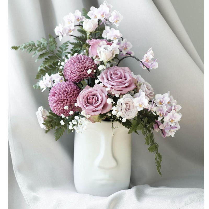 2026 Nordic creative simple black and white Ceramic vase, InS-style living room dried flower arrangement, face art decorative item details Picture