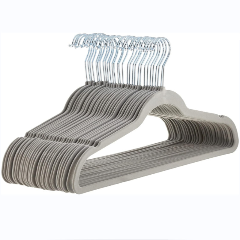 Multi-functional organizer, anti-slip flocking clothes rack, dry and wet plastic clothes hanger, home traceless magic clothes rack details Picture