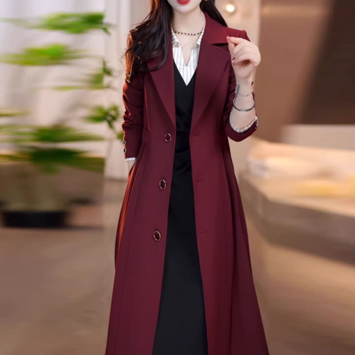 风衣/衣服批发/钓鱼衫/女装新款/风衣女宽松韩版细节图
