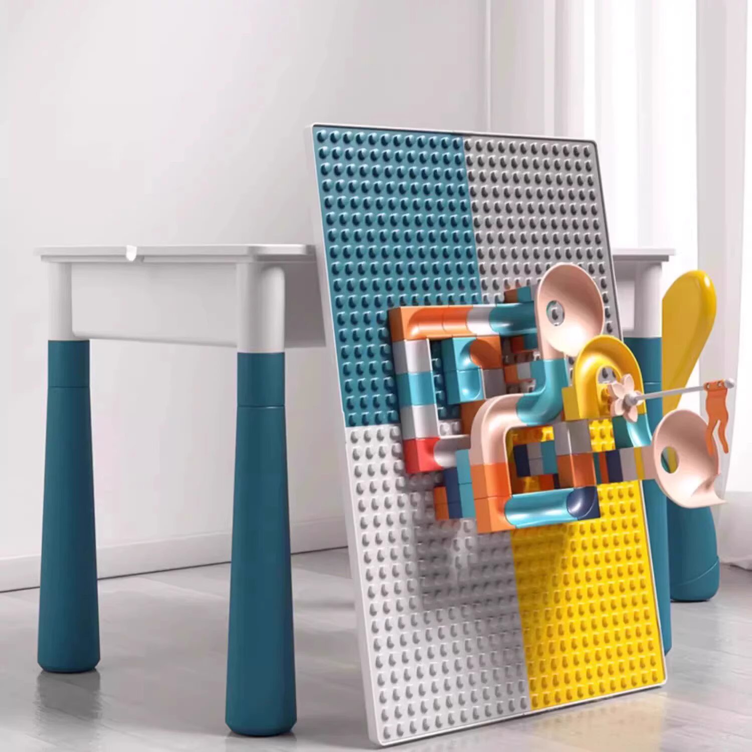 Large-sized building blocks compatible with LEGO children's block tables, early education learning desks for babies aged 3-6, and educational assembly toys details Picture