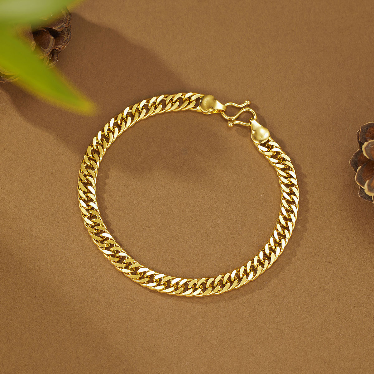 Gold-plated double-clasp 6mm / 8mm Guba bracelets for both men and women, long-lasting color retention, retro sand gold jewelry, a cross-border bestseller full figure