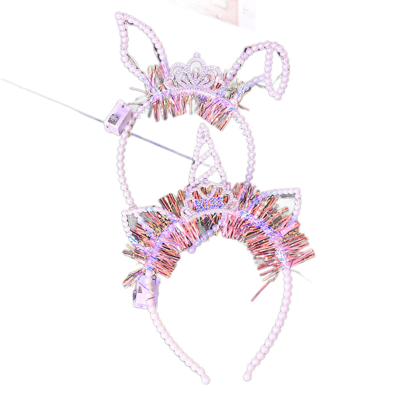 New princess luminous pearl headband, night market ground promotion wholesale headwear, children's hair accessories, concert cartoon luminous headwear Item Picture