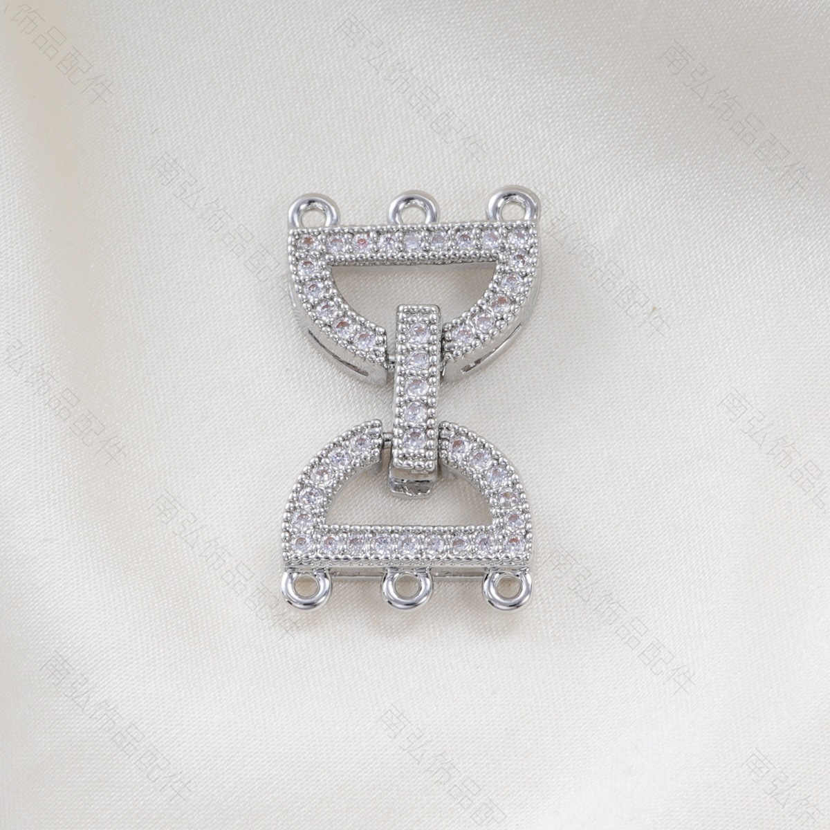 Copper plated with real gold for color retention, fully set with zirconium lock-shaped OT buckle, pearl connecting buckle, bracelet, necklace buckle, DIY accessory Specification image