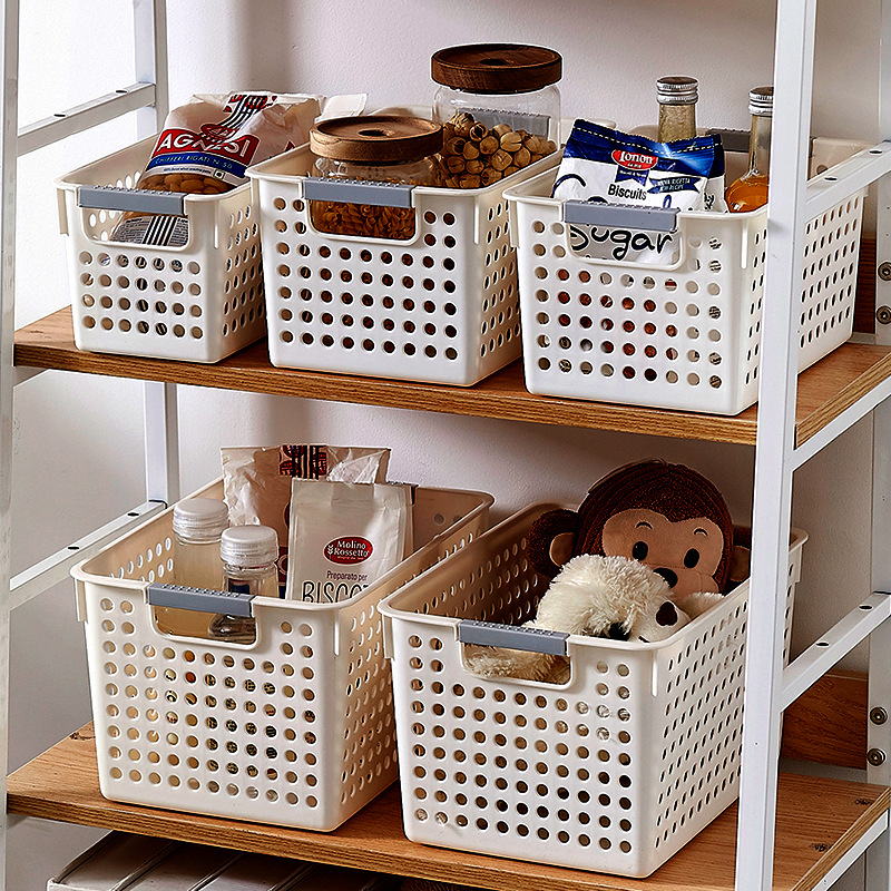 Plastic storage basket, desktop sundries storage box, rectangular, kindergarten snack and toy storage basket, small storage basket details Picture