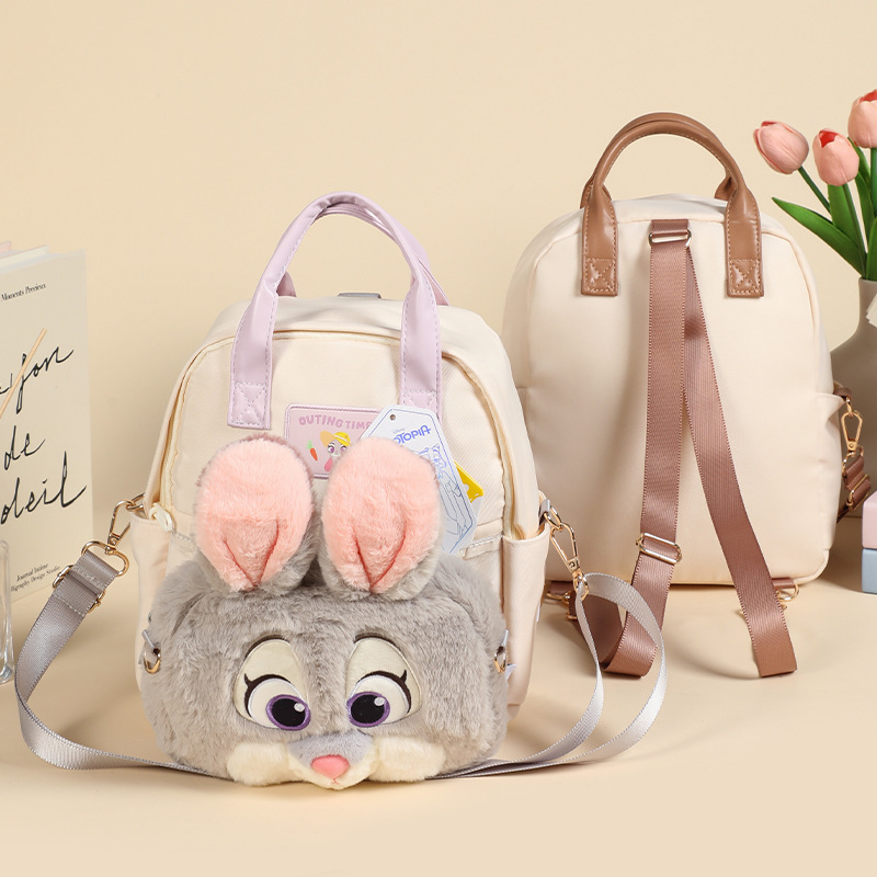 Disney official Zootopia Judinik plush toy backpack, large capacity crossbody bag, toy bag details Picture