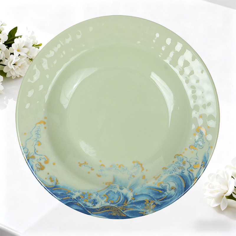 Melamine plates for foreign trade, commercial imitation porcelain, cold dishes in restaurants, Shaxian snacks, rice bowls and fried noodles, plastic fast food plates in restaurants details Picture