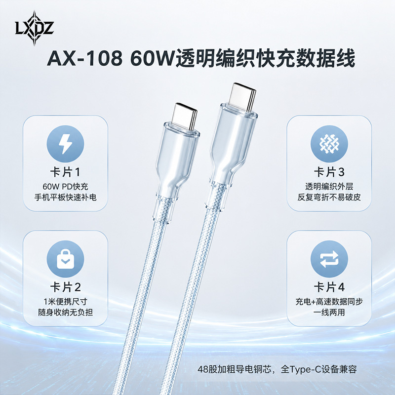 The LXdZ is suitable for iPhone15 extension cables, data cables, HDTV video headphone connection cables, and braided metal wires Application Scenario