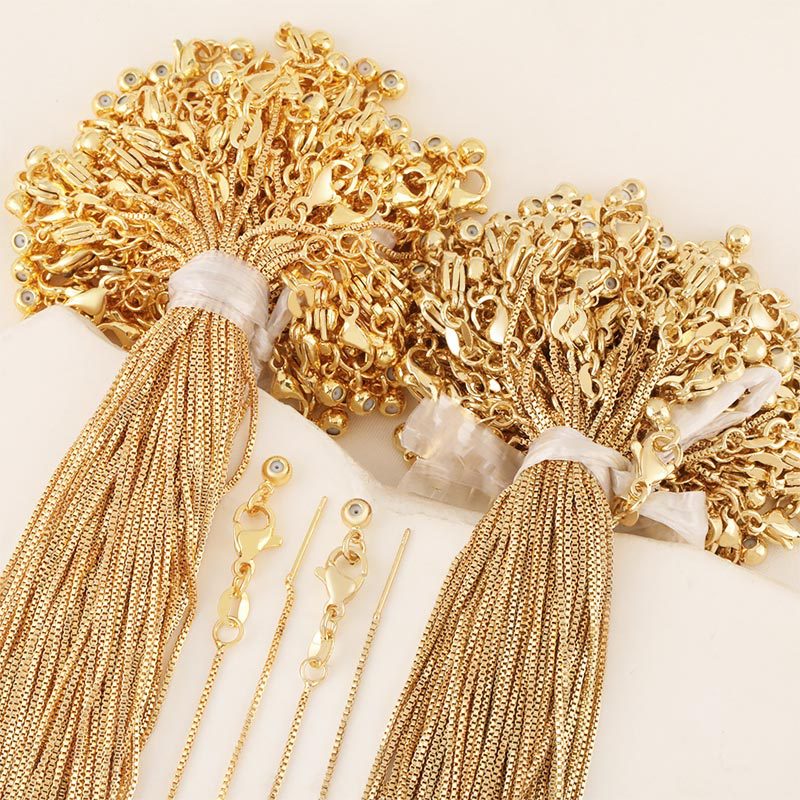 18k gold-plated universal needle necklace, 50 cm box chain, telescopic and adjustable, diy handcrafted chain Specification image