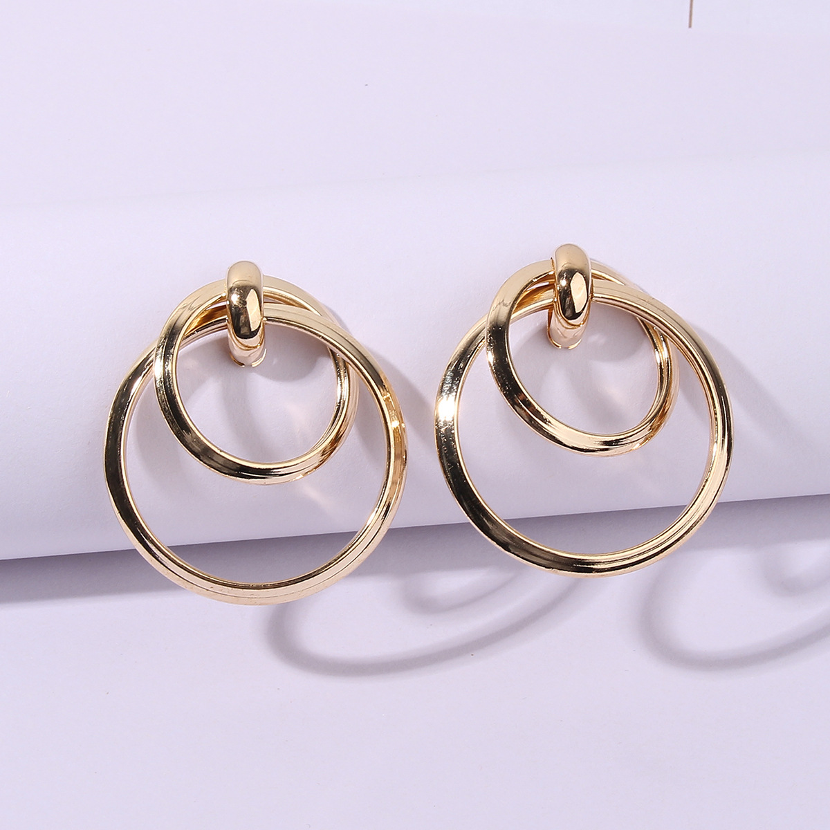 EA775 Limeng Accessories Manufacturer's new European and American fashionable geometric ear ring earrings, personalized double-layer ring earrings for women details Picture