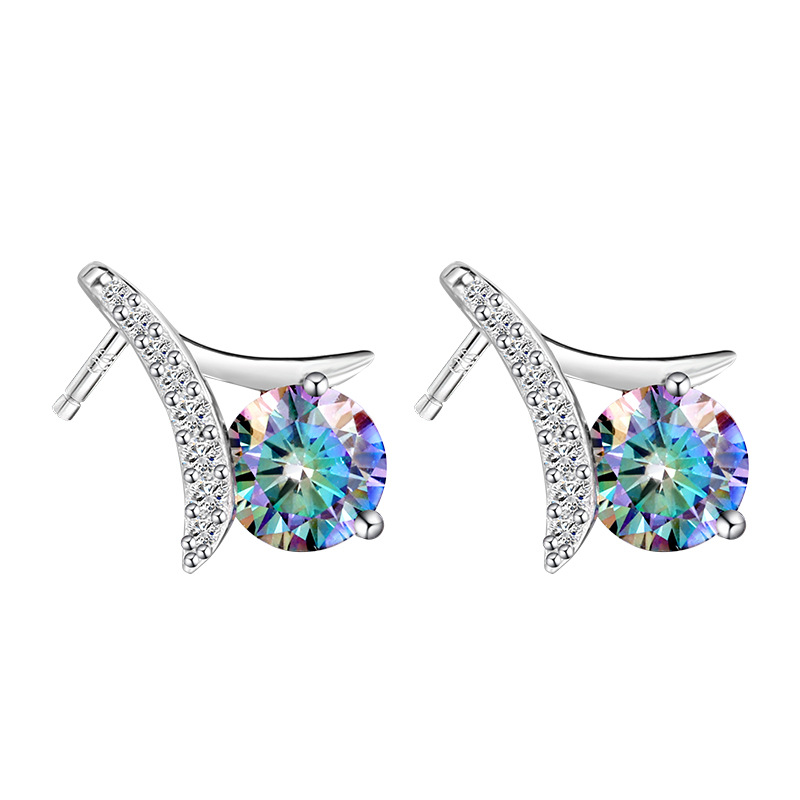 Zhuoheng Select s925 Pure Silver Moissanite Earrings for Women with a high-end feel, new style ear studs, a bestseller in 2026, featuring a light luxury and high-end feel Item Picture