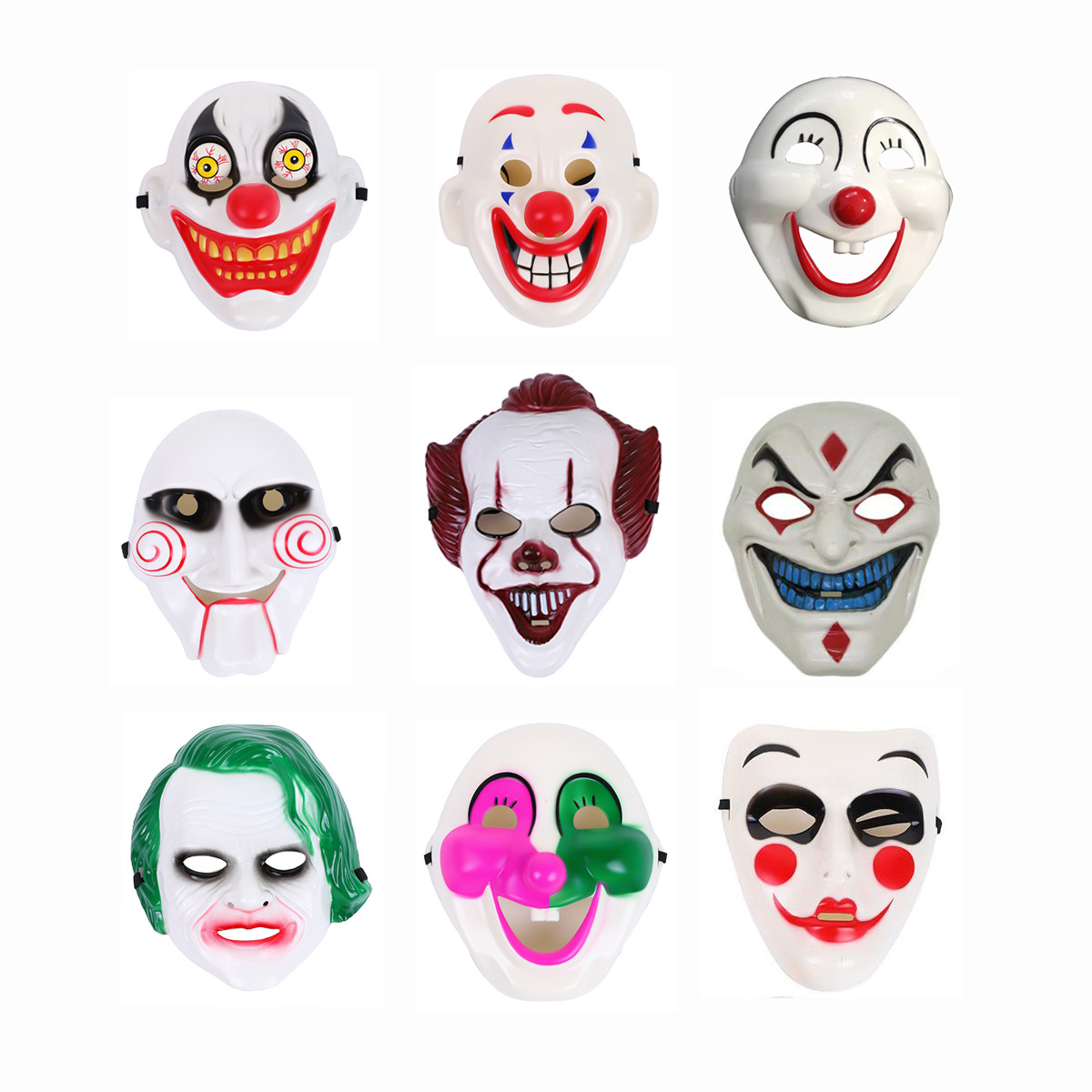 万圣节小丑面具cosplay派对活动用品跨境复活节爆款恐怖塑料面具