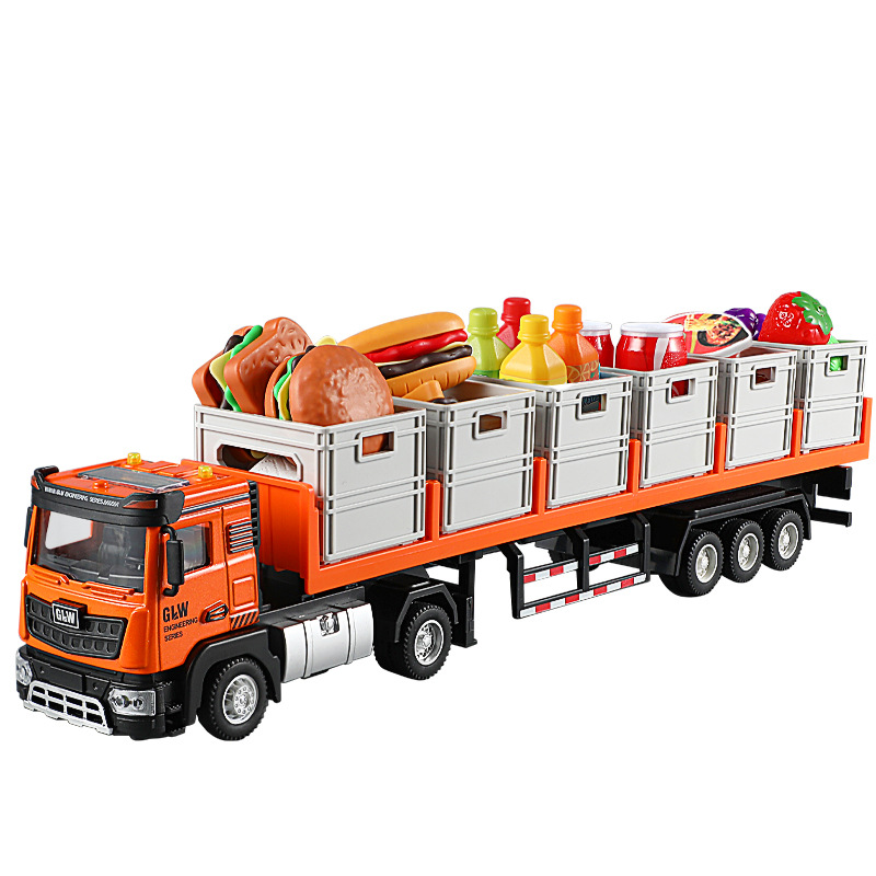 Alloy transport vehicle, large truck toy, children's rebound car set, boys' storage, sound and light alloy toy car Item Picture