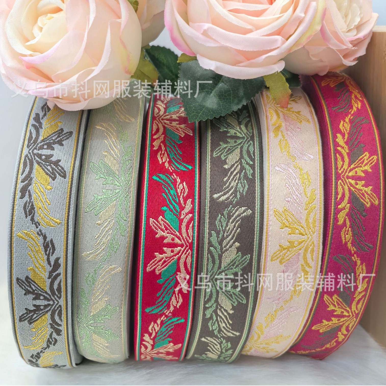 3.0cm Golden Wings Ethnic style jacquard embroidery webbing performance costume accessories gift box packaging tape in stock wholesale details Picture