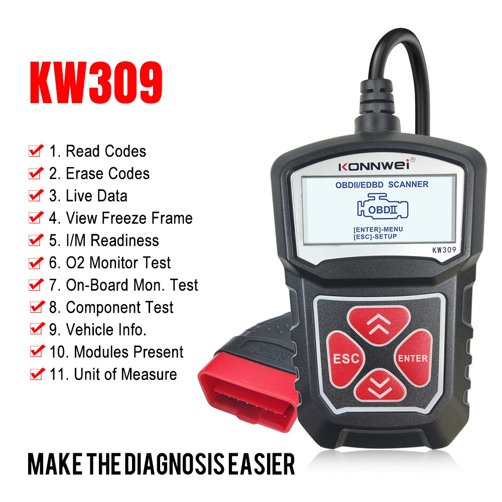 OEM customized logo KW309, V309, MS309 car fault code reading card scanner, driving computer details Picture