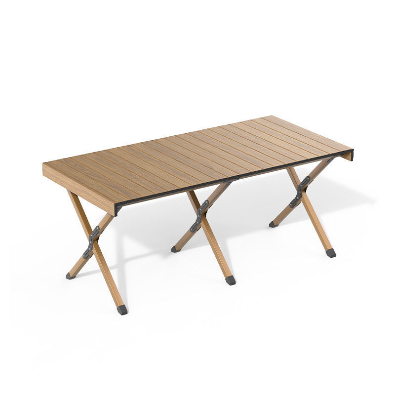 Thickened outdoor folding table in natural wood color, portable egg roll table, camping table and chairs, outdoor stall supplies, large wooden table Item Picture