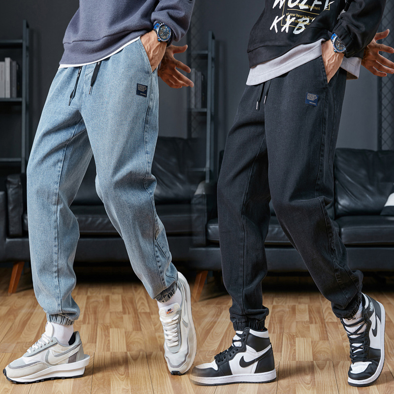 Cotton jeans, loose autumn and winter bestsellers, casual workwear, Korean trend, plus-size, versatile, cross-border, Harun, tight-fitting trousers for men