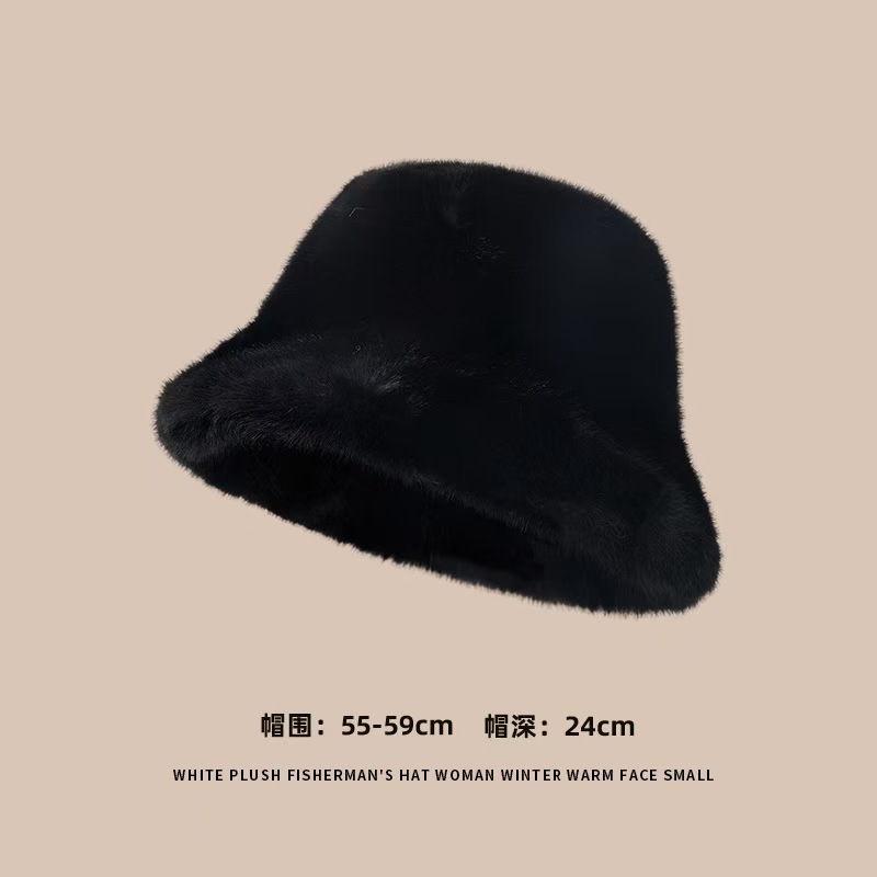 The faux mink plush fisherman hat is a versatile choice for women in autumn and winter. It's a Korean-style warm basin hat that shows off your face and a fashionable new small bucket hat Item Picture