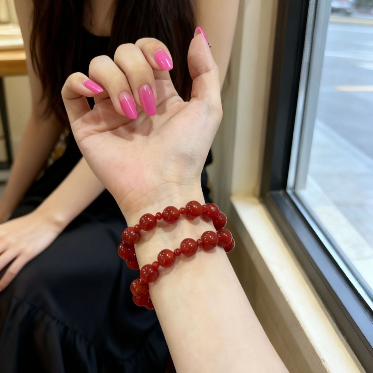 许我曜眼露思款红玛瑙双圈手串高级感女式送礼双层手链直播货源