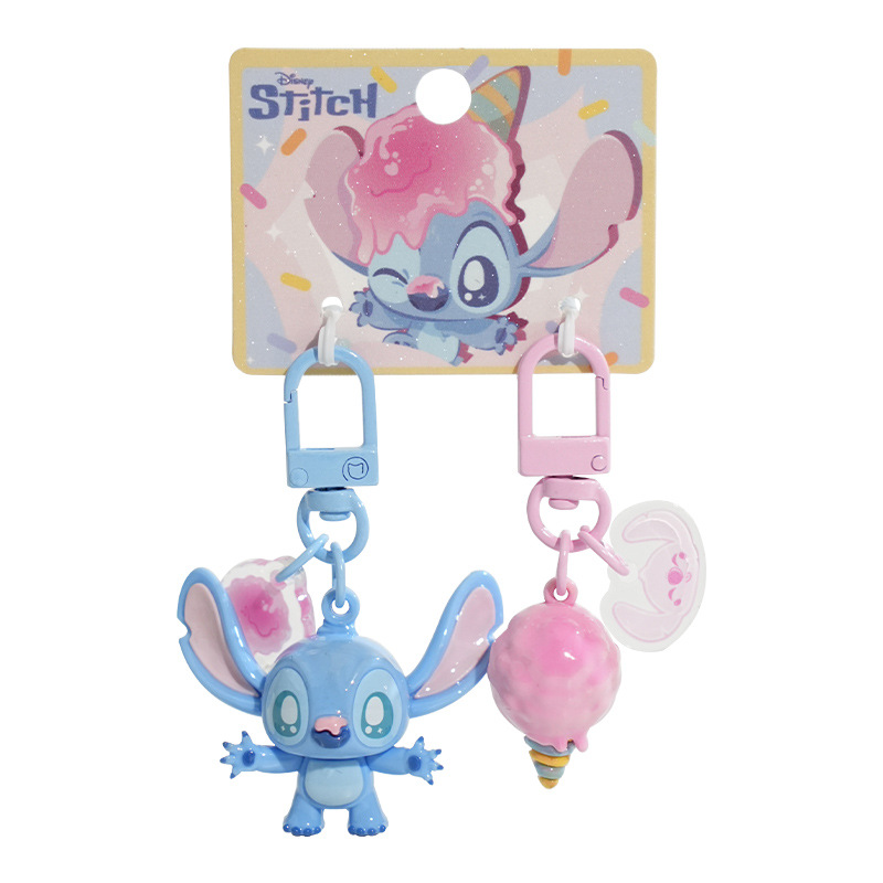 Official Stitch series Embrace Fluffy Ice keychain pendant, couple bag pendant, car key chain Item Picture