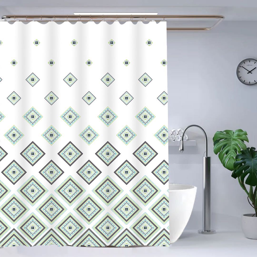 新款peva浴帘创意花型防水防霉浴帘卫生间隔断免打孔窗帘送环