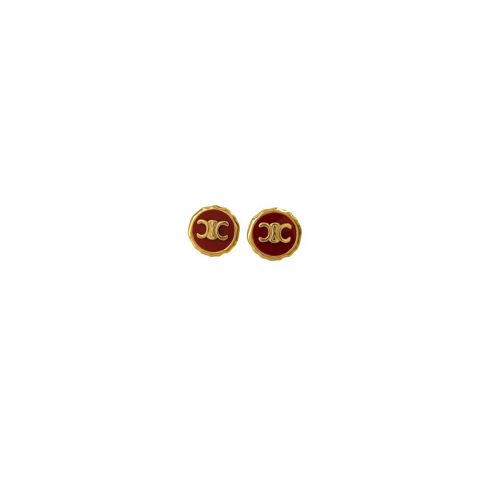 High-end metal button arc de Triomphe stud earrings, retro-style round earrings, versatile commuting accessories wholesale supply Item Picture