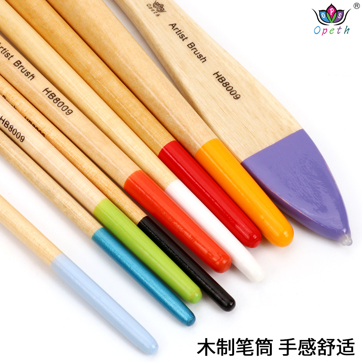 Cross-border nylon bristle 9-piece brush set mixed with art supplies, beginner's painting, wall painting paint, board brush and brush Item Picture