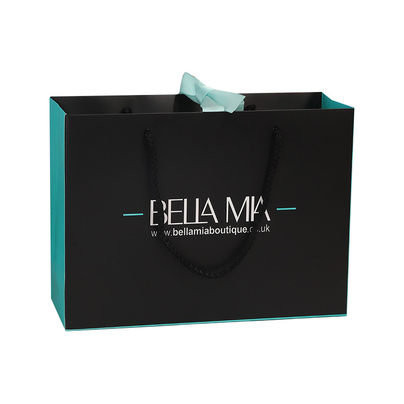 Customizable logo material: blue and black, simple and thick hand-held bag for clothing and gift packaging Item Picture
