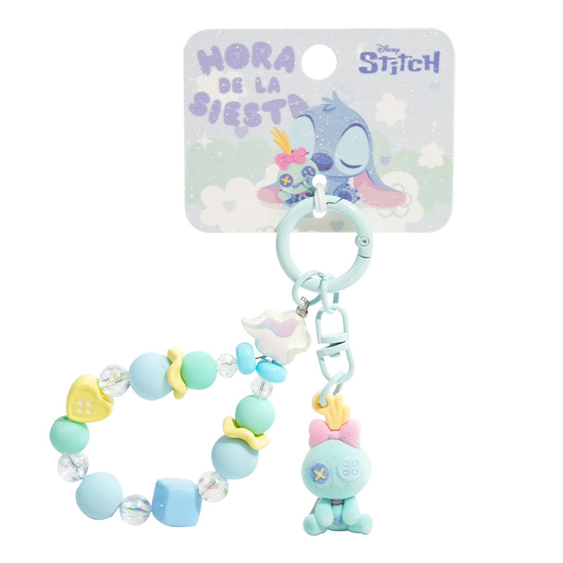Genuine Stitch plush toy, keychain, women's exquisite mobile phone chain, beaded key chain, couple bag pendant Item Picture