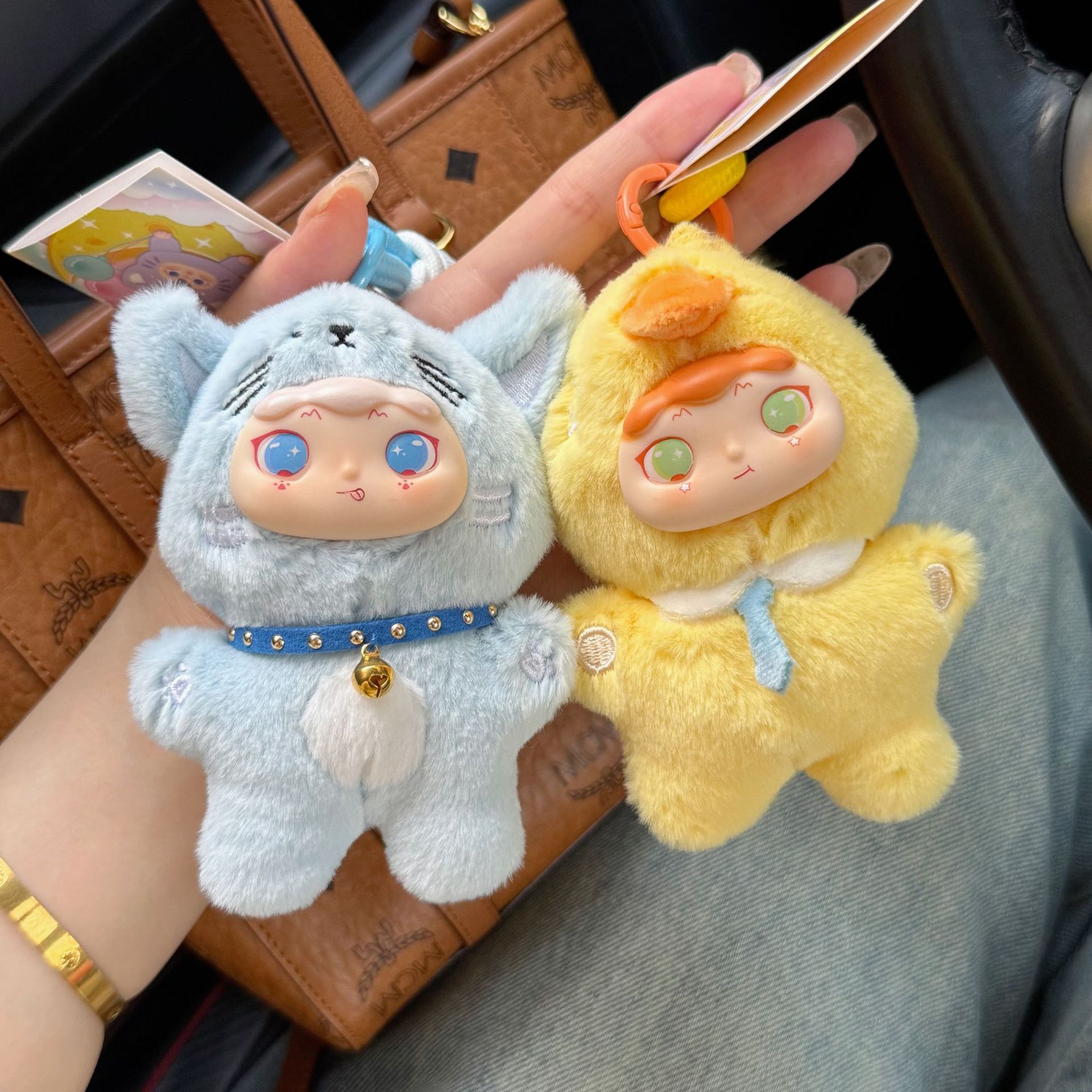 跨境好梦动物糖胶脸毛绒公仔挂件变装系列背包挂饰钥匙扣玩偶礼物