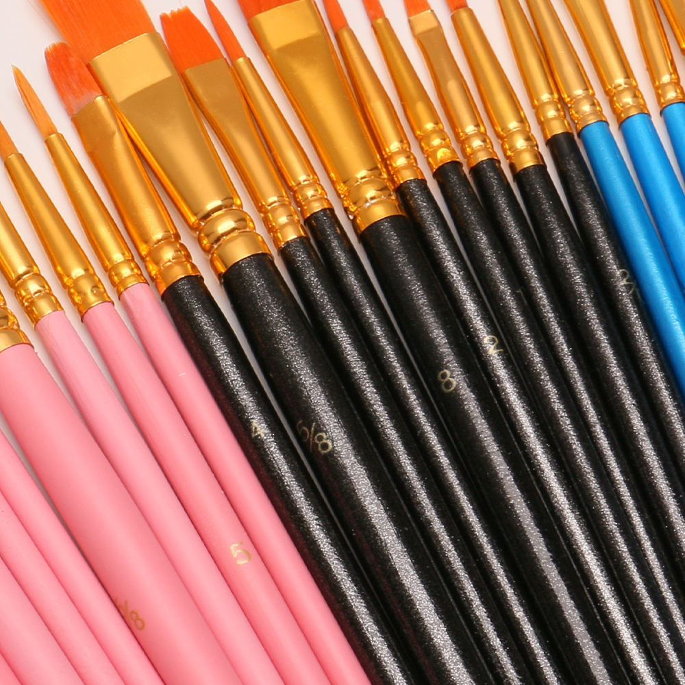 Cross-border 10-piece wooden digital oil painting brush set, art painting outlining brushes, gouache and watercolor brushes, makeup brushes Application Scenario