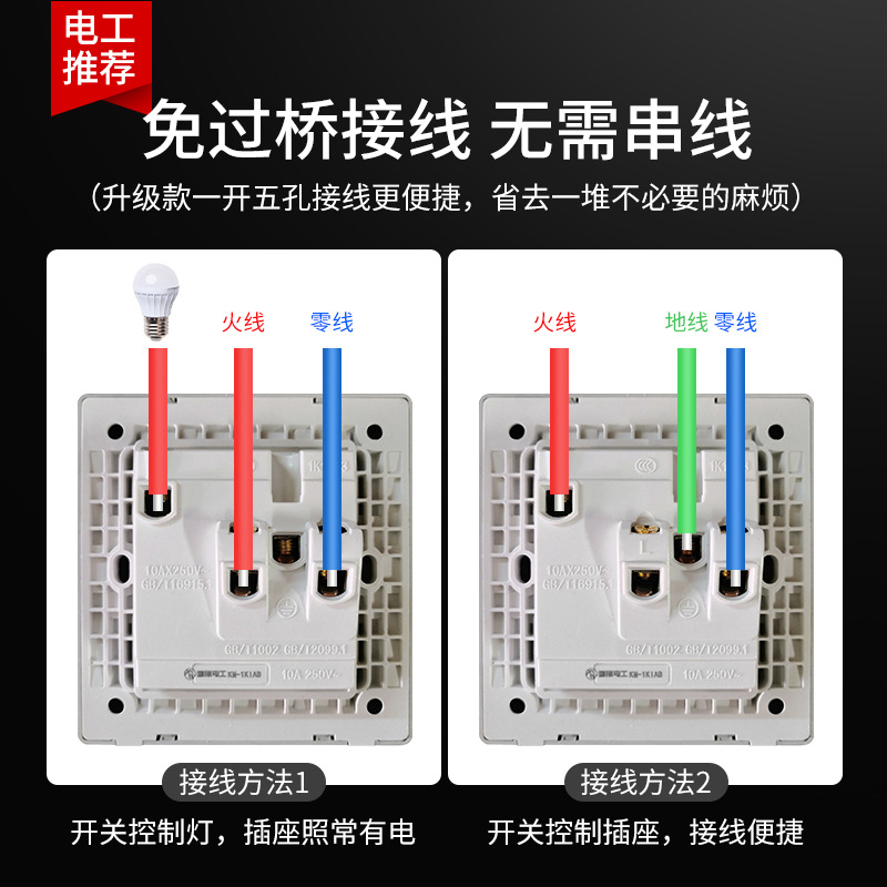 International Electrician 86 type household wall white switch socket concealed installation one opening five-hole socket panel multi-hole wholesale Application Scenario