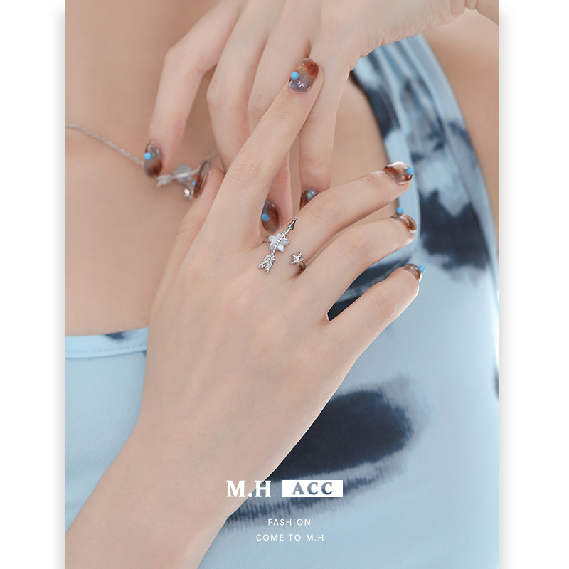 Cupid Star Arrow Ring Women's unique adjustable index finger ring, light luxury, niche personality, original design sense ring Specification image
