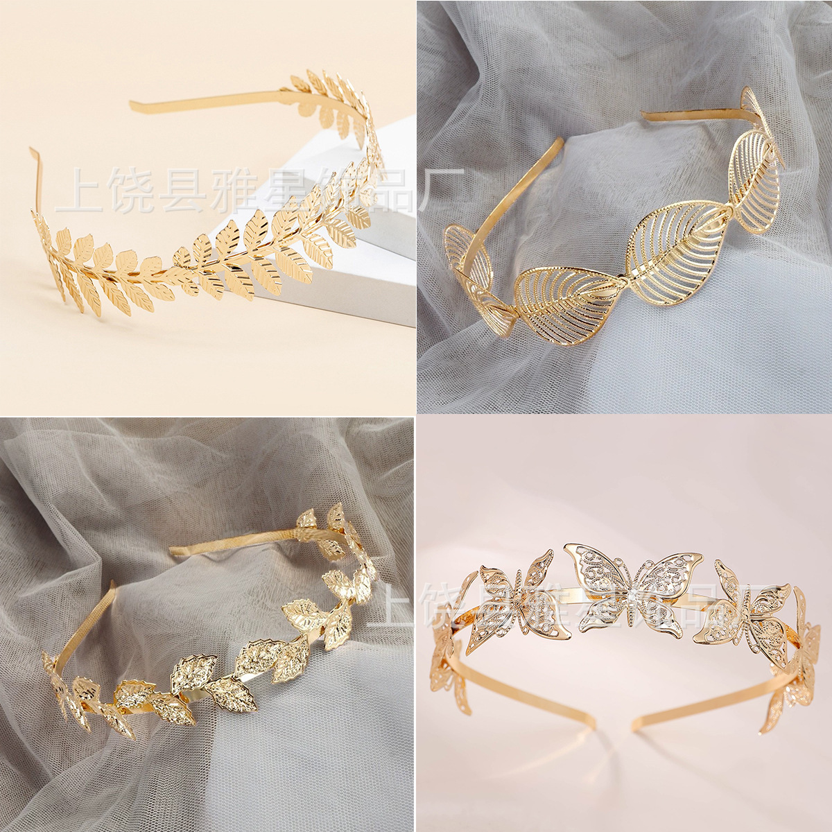 The new golden leaf hair band with a twist hair band exudes a simple and elegant charm. The leaf headband with a sense of hair pressing design is a hair accessory