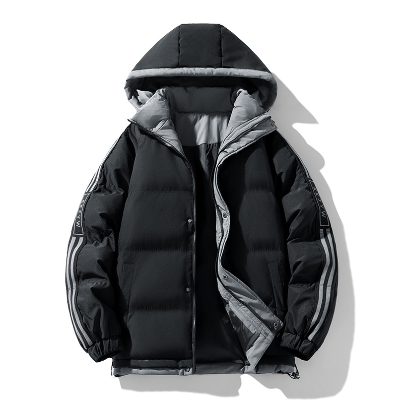 M-8XL Cross-border cotton-padded jacket for men, winter loose, waterproof, thickened cotton-padded jacket, casual and warm bread jacket, hooded cotton-padded jacket details Picture