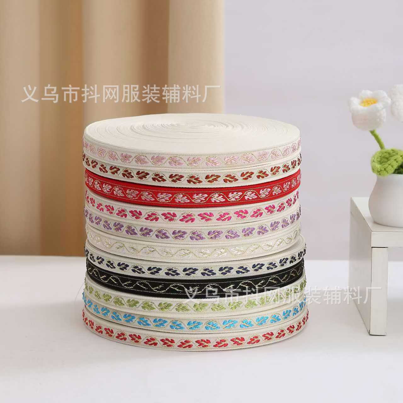 1.3cm handmade DIY bow, small leaf, jacquard embroidery, webbing, hair accessories, headwear, edge straps, direct supply from the manufacturer details Picture