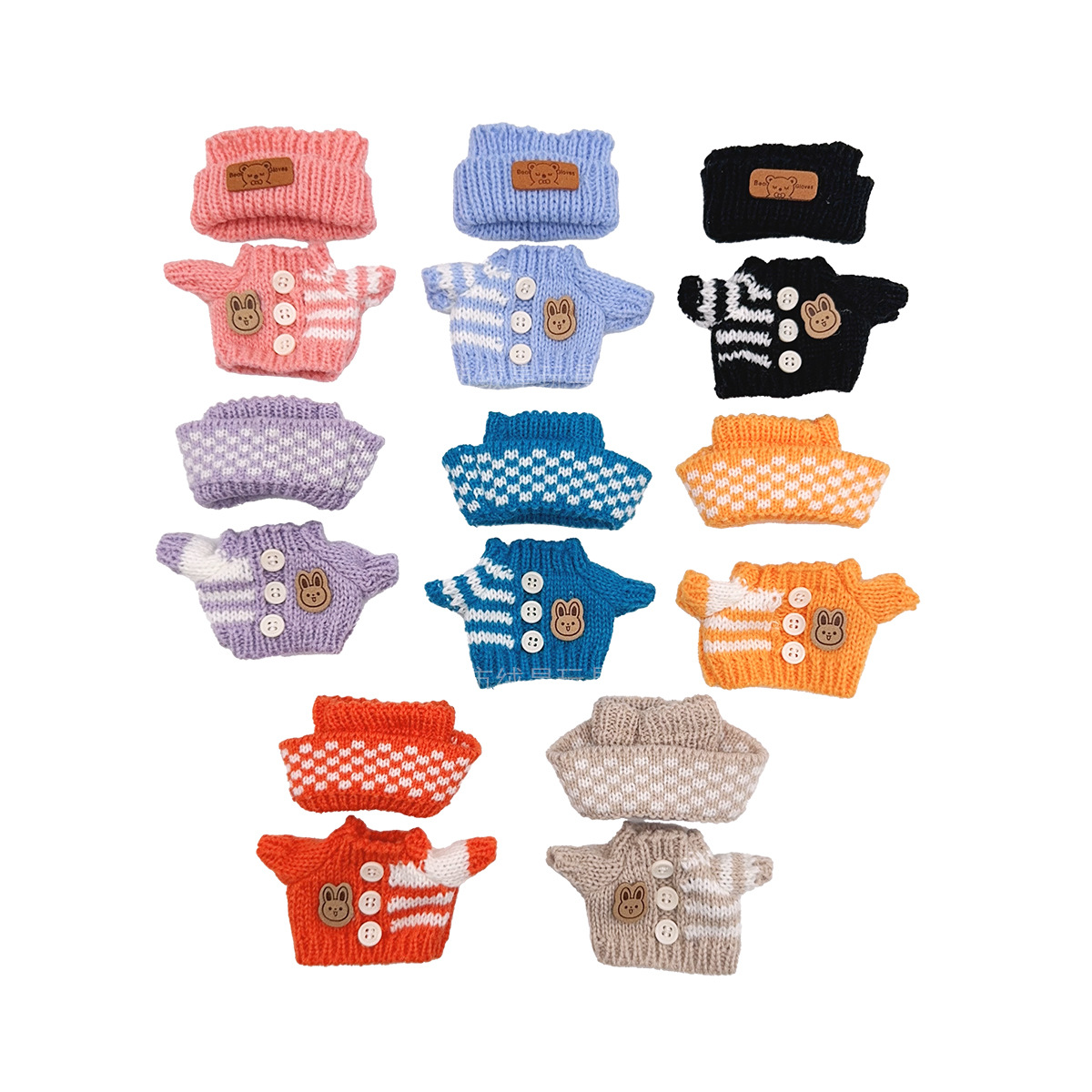 New knitted sweater hat, two-piece set, labradish doll, doll clothes, creative outfit, DIY doll accessories Item Picture