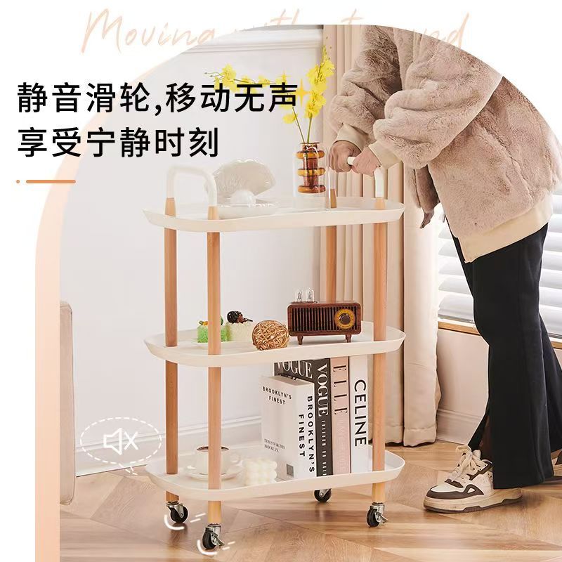 Nordic multi-layer trolley, bedroom bedside, balcony movable, household coffee table, floor storage rack manufacturer details Picture