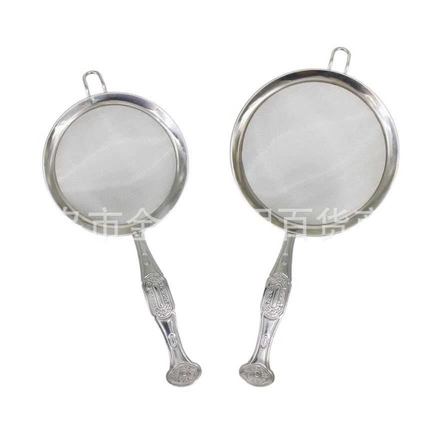 Household Ruyi handle 30-mesh deep mesh 201 stainless steel corrugated mesh oil leakage isolation ultra-dense flour screen mesh household mesh leakage Item Picture