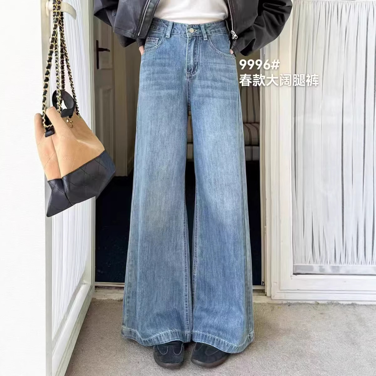 Supplying Guangzhou Thirteen Factories 2026 Spring vintage jeans, early autumn new Korean-style small nine-inch wide-leg pants Specification image