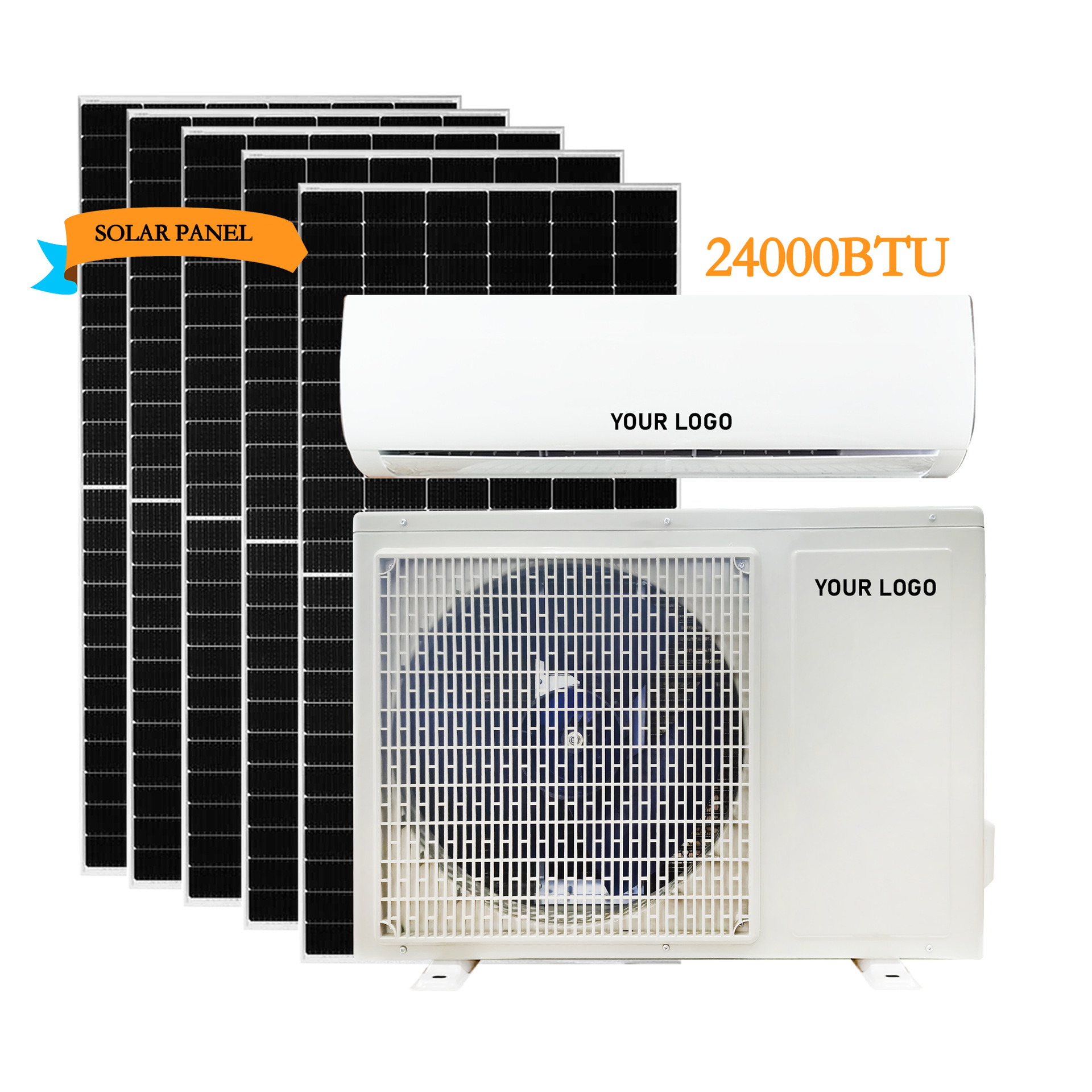 并网式太阳能空调全套ACDC 24000BTU2TON2.5HP光伏板太阳能空调