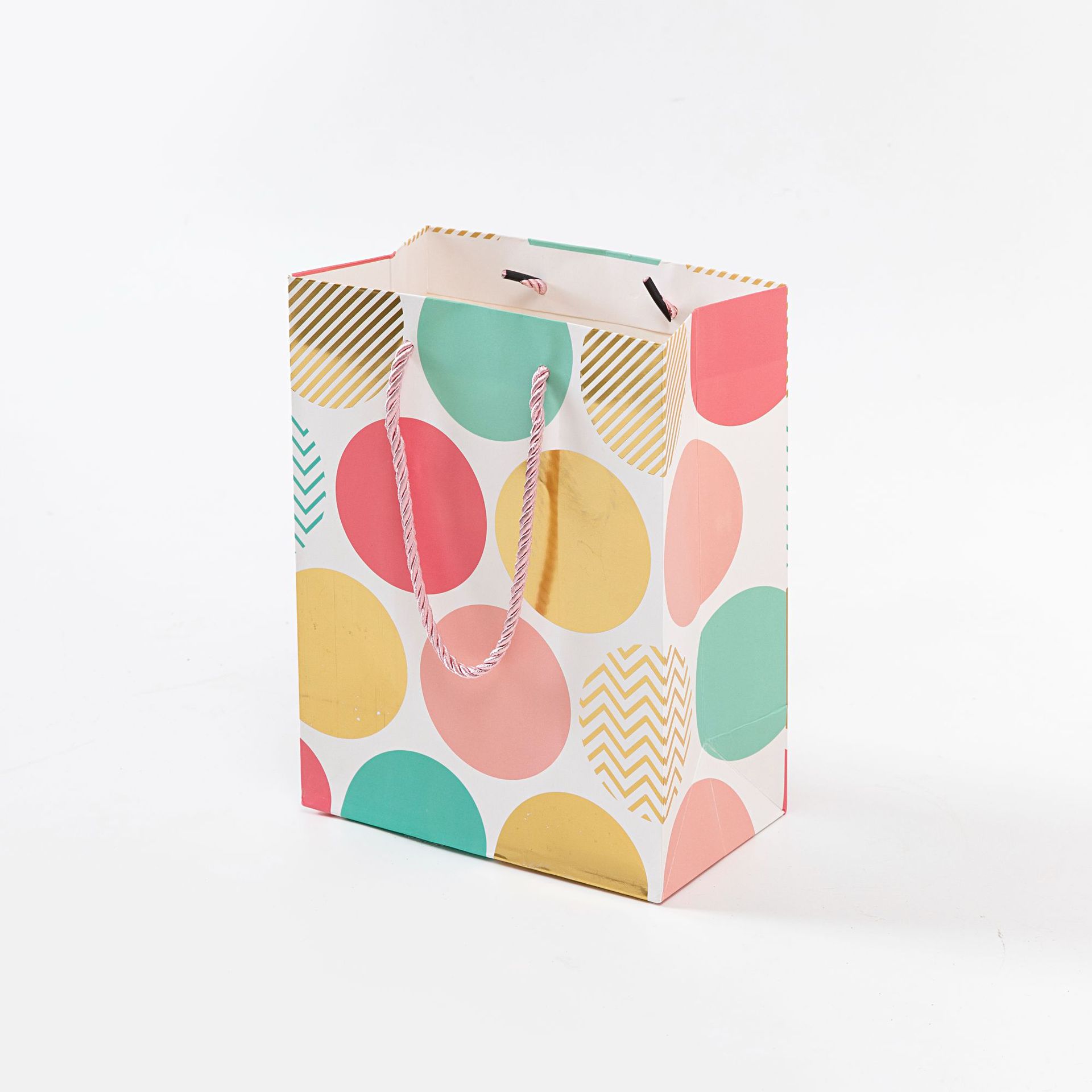 Irregular horizontal striped polka dot paper bags, white card gilding creative gift bags, supermarket gift shops, wholesale packaging for foreign trade in stock, souvenirs Item Picture