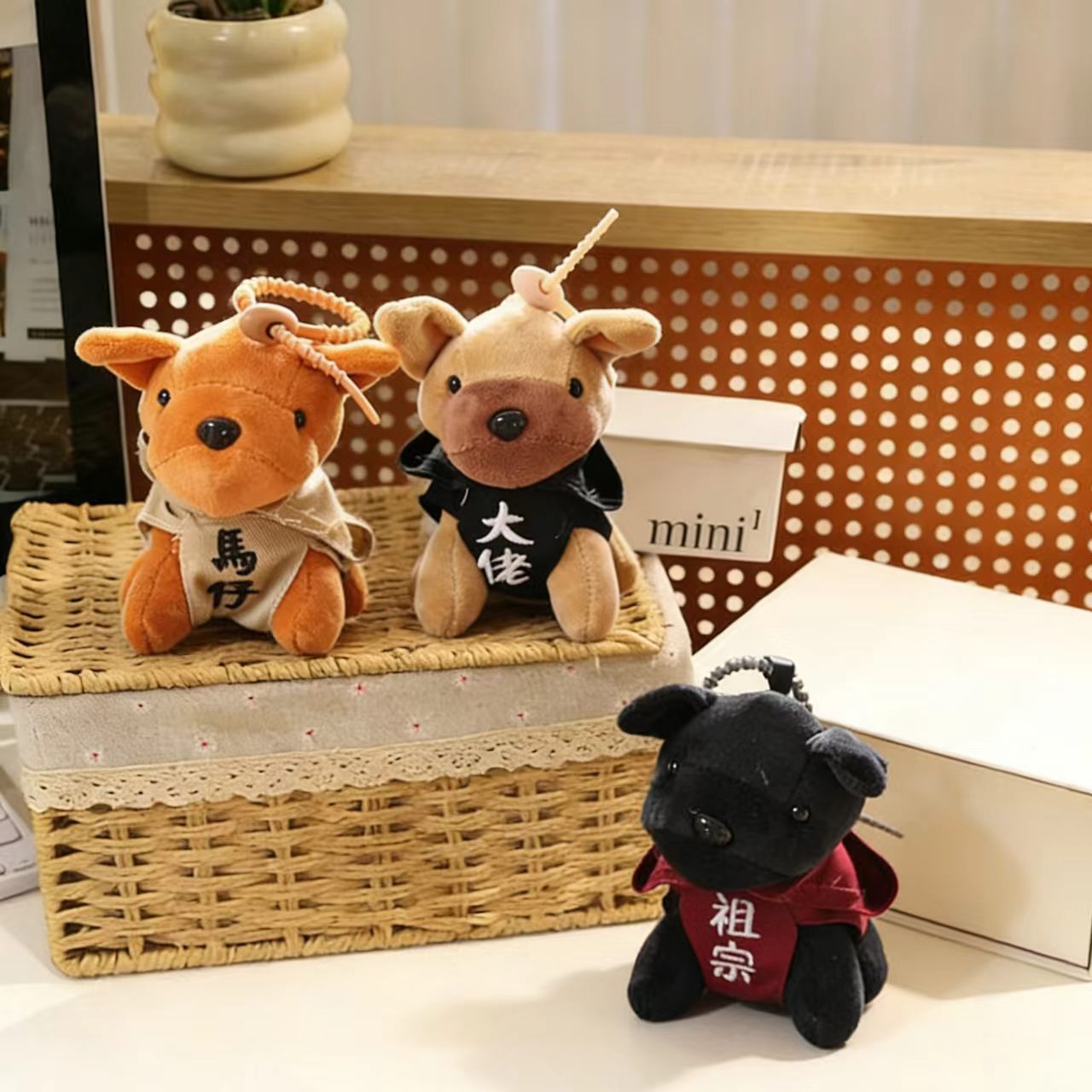 可爱萌帽子小狗挂件毛绒玩具公仔卡通书包包挂饰钥匙扣布娃娃玩偶