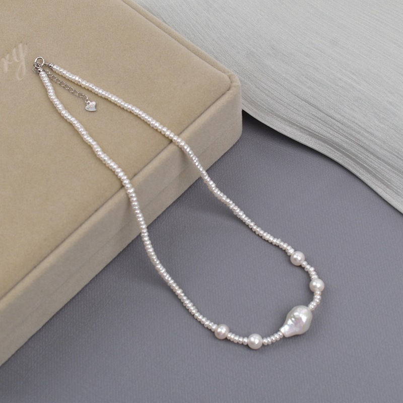 In 2025, the new natural, irregular-shaped Baroque Lu Lu Tong pearl necklace for women, baby pearl neck chain, collarbone chain trend