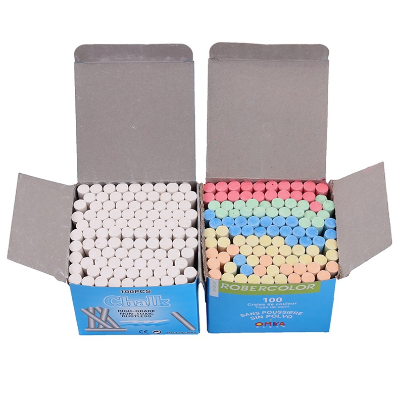 100 pieces of colored dust-free chalk, teachers' writing tools, white chalk, black and green board accessories, office and teaching supplies