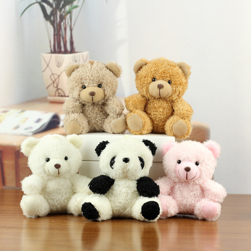 可爱坐姿小熊毛绒玩具公仔坐款泰迪熊玩偶黑白熊猫毛绒钥匙扣挂件