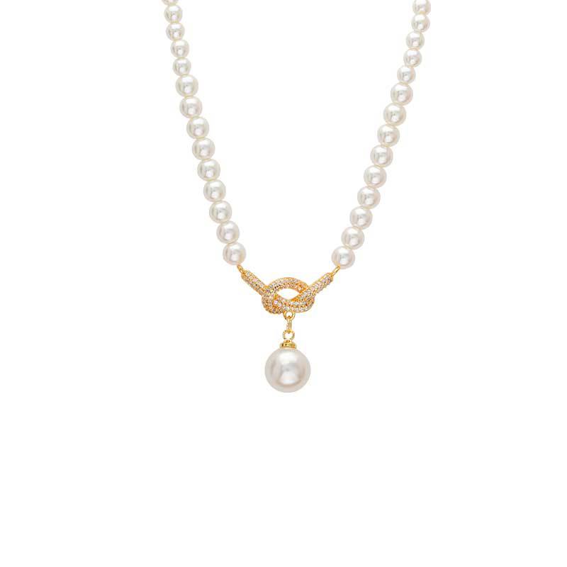 Hyacinth shijiazheng round collar de perlas de vidrio alto sentido luz lujo moda delicada temperamento clavícula cadena colgante gargantilla accesorios Item Picture