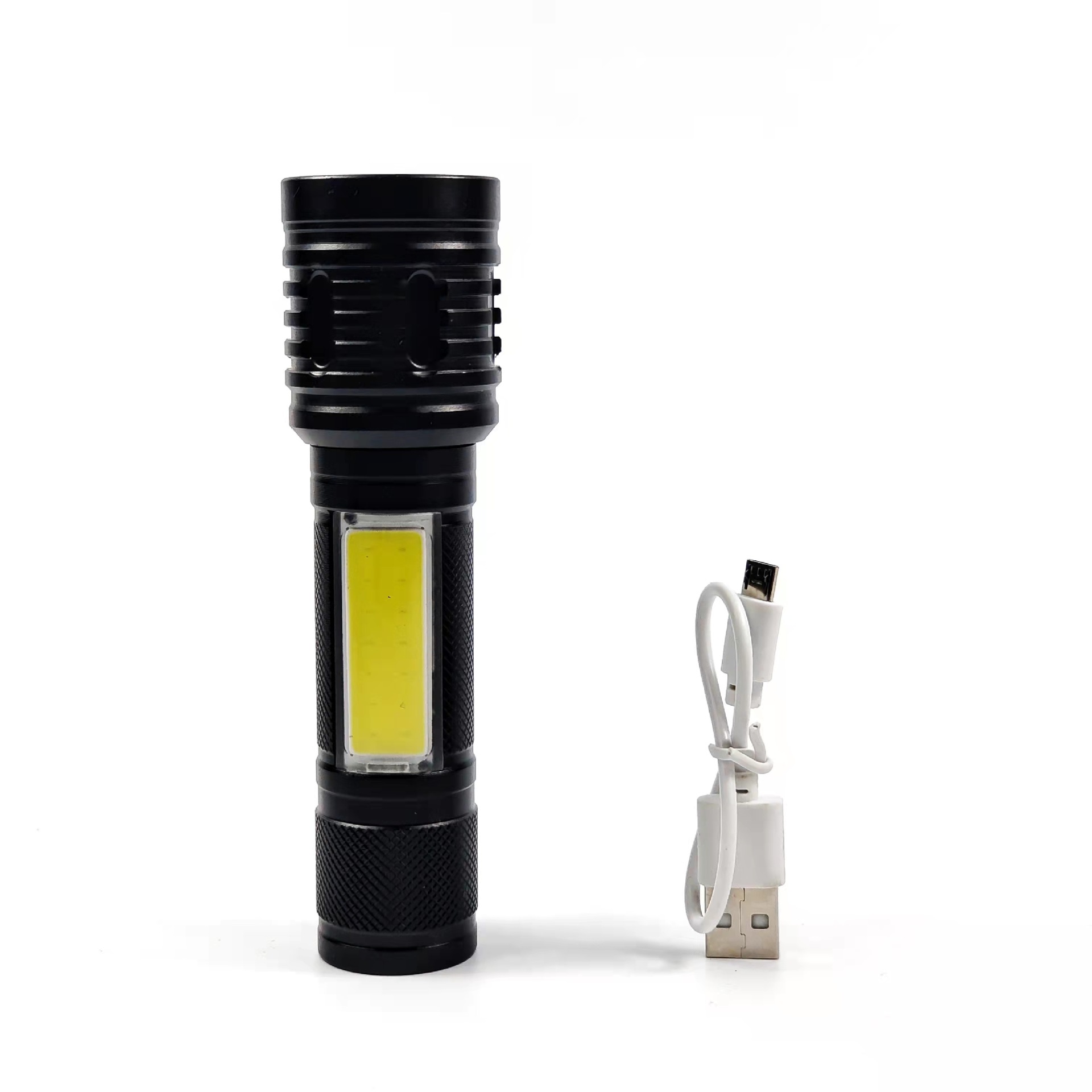 Cross-border P50 Zoom high-intensity long-range flashlight, outdoor USB charging, cycling COB side light flashlight, Fishing lamp Specification image
