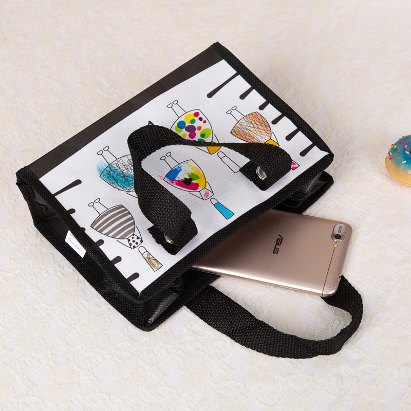 源头工厂卡通迷你小手袋防水无纺布手提袋彩印拉链小号收纳袋便携洗涑化妆品收纳袋100%再生料无纺布袋