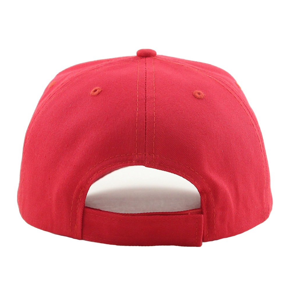 Pure cotton blank baseball cap with heat transfer printed embroidered logo, black, white and red metal tail buckle, all cotton six pieces Application Scenario